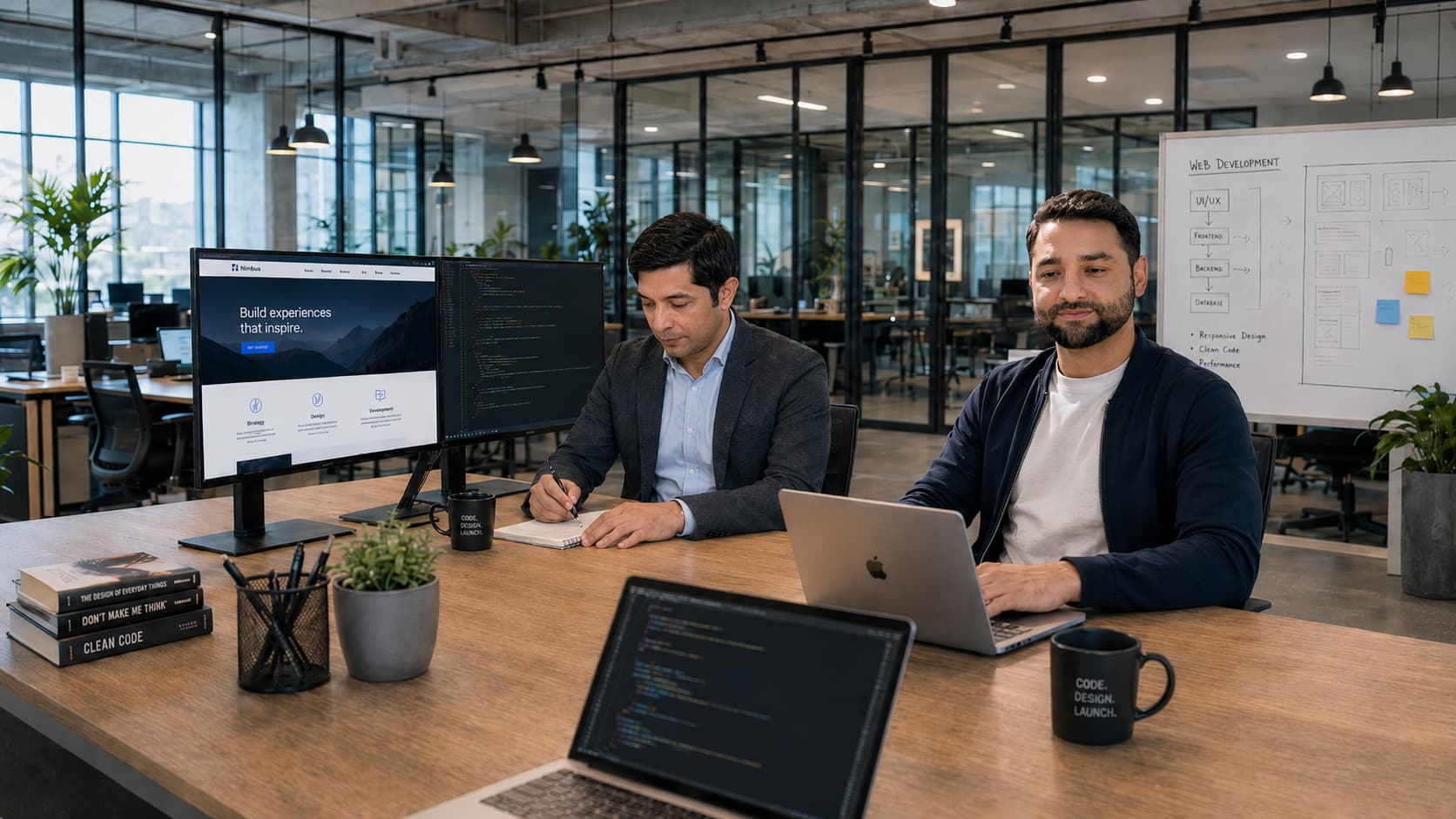 Collaborative workspace in a modern office